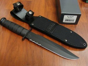 KA-BAR 1271 Fighter Knife 8 Combo Blade, Kraton G Handle, Leather