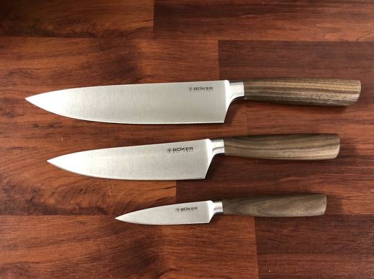 Boker Core Kitchen Knife Set, Walnut Wood