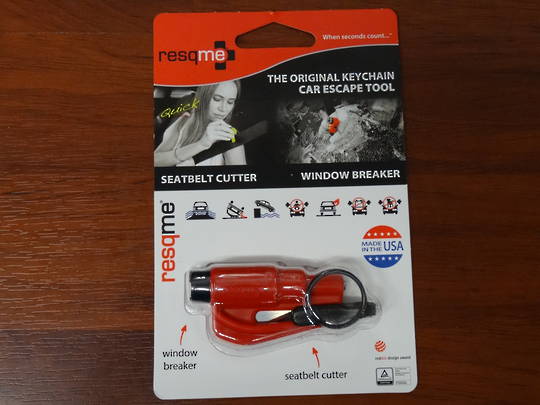 resqme,The Original Emergency Keychain Car Escape Tool, 2-in-1 Seatbelt  Cutter and Window Breaker, Made in USA, Red - Compact safety hammer