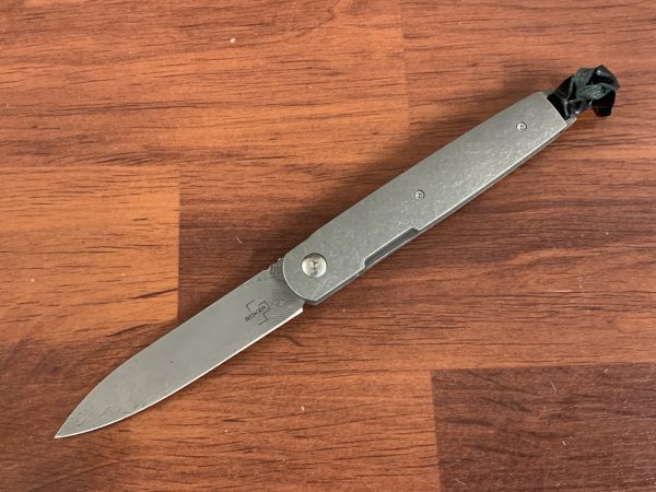 Boker Plus Kansei Matsuno LRF Front Flipper Knife 3 Damascus Blade,  Stonewashed Titanium Handles - KnifeCenter - 01BO174DAM