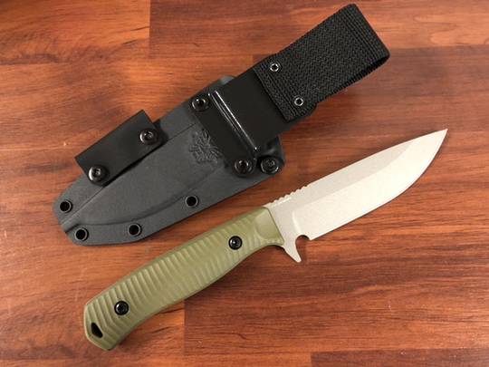 Benchmade Anonimus Fixed Blade Knife 5 CPM-CruWear Tungsten Gray Drop  Point, OD Green G10 Handles, Boltaron Sheath - KnifeCenter - 539GY