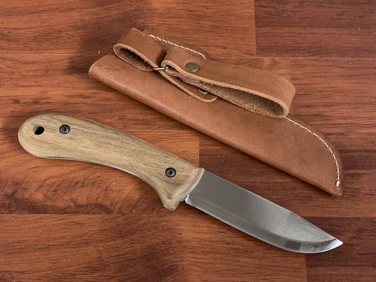 BSH2 - Carbon Bushcraft Knife Walnut Handle Leather Sheath – BeaverCraft  Tools